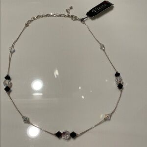 Vieste Crystal and Black Beaded Necklace